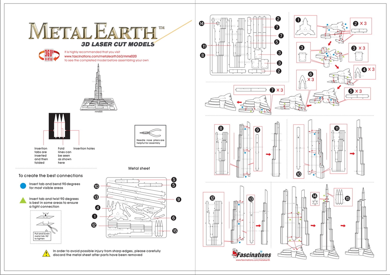 Fascinations Metal Earth Burj Khalifa 3D Laser Cut Steel Puzzle Model Kit MMS020 