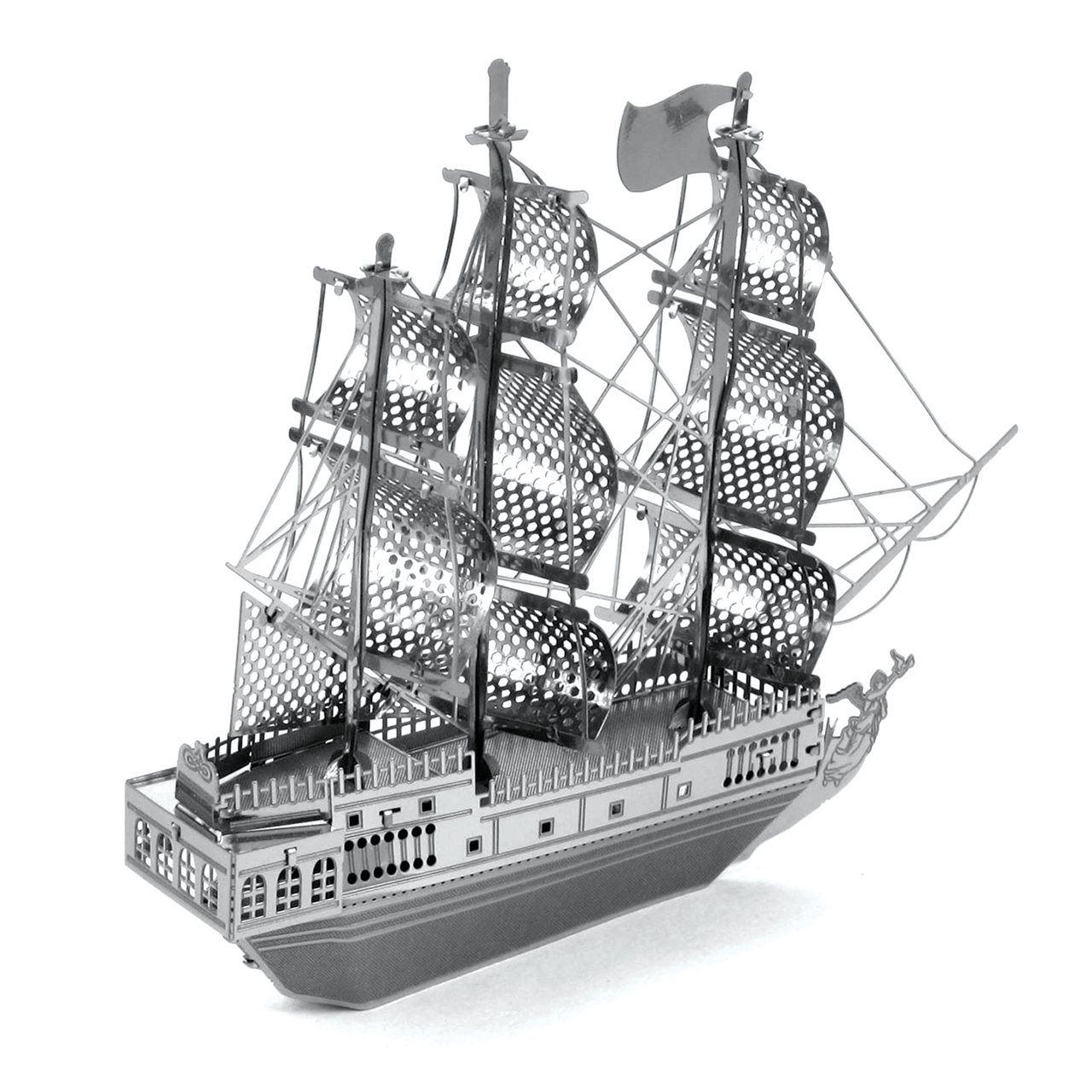 Metal Earth Fascinations Black Pearl 3d Model Kit Silver Ship 360 View Laser Cut for sale online 