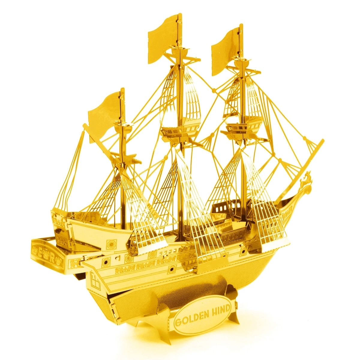 Fascinations Metal Earth Golden Hind Galleon Ship in GOLD Laser Cut 3D Model 